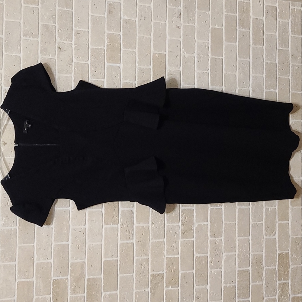 Attitude Women's Black Jersey Fitted Midi Party Dress (Sz 10)